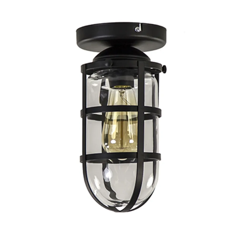 Straluma Zwarte Kooi- plafondlamp met glas> Kooilampen|Woonkamerlampen