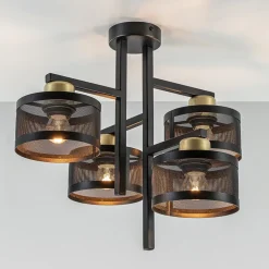 Straluma Zwarte 4-lichts plafondlamp met ronde kappen> Halverlichting|Plafondlampen