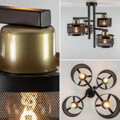 Straluma Zwarte 4-lichts plafondlamp met ronde kappen><noscript><img width=