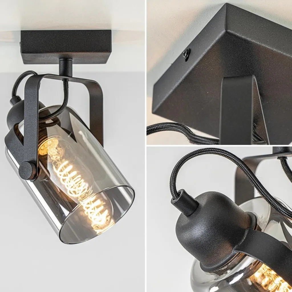 Straluma Zwarte plafond/wandlamp met titanium glas> Keukenverlichting|Plafondlampen