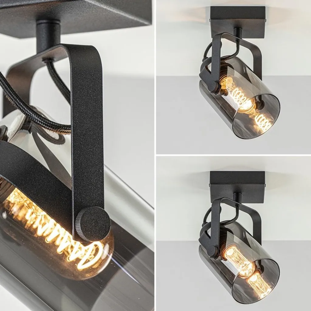 Straluma Zwarte plafond/wandlamp met titanium glas> Keukenverlichting|Plafondlampen