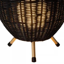 Straluma Zwarte rotan tafellamp met gouden driepoot><noscript><img width=
