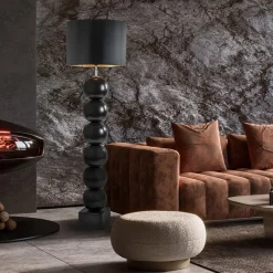 Straluma Zwarte vloerlamp bollen met zwarte ronde kap><noscript><img width=