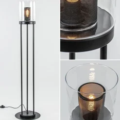 Straluma Zwarte vloerlamp met cilinder kap helder glas> Vloerlampen|Industriële Verlichting