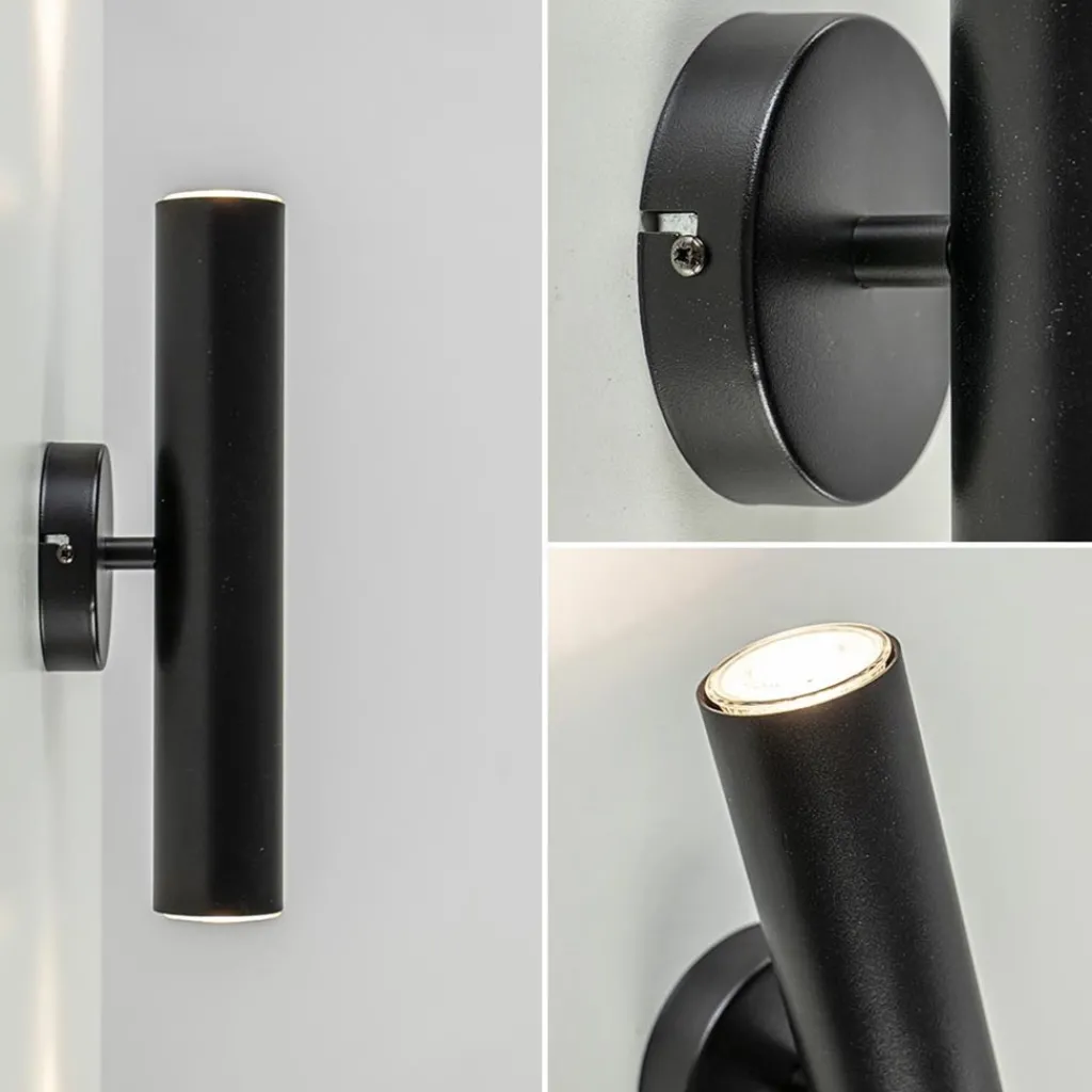 Straluma Zwarte wandlamp up+down cilinder GU10> Wandlampen|Scandinavische Verlichting