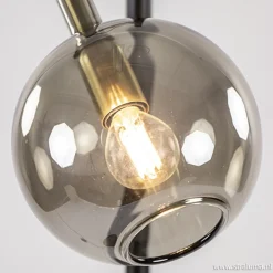 Straluma Zwart/messing vloerlamp met smoke glas><noscript><img width=